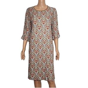 Jules & Jim Maternity Boho Dress Size L Floral 100% Rayon 3/4 Sleeve Knee Length